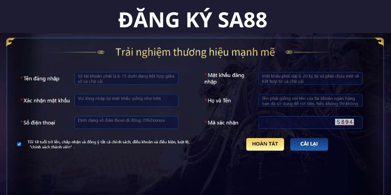 Hướng dẫn chi tiết từng bước để đăng ký SA88