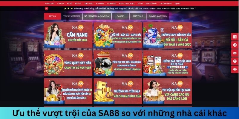 Ưu thế vượt trội giới thiệu Sa88 so với những nhà cái khác